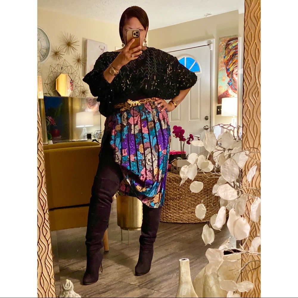 Vintage Bubble Sleeve  Sequin Top